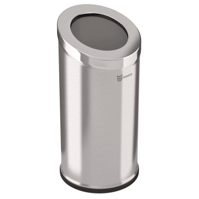 HLS Commercial® Beveled Open Top Trash Can, 15 gal, Stainless Steel, Silver (HLMHLSC04G15A) Each