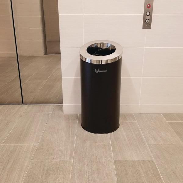 HLS Commercial® Beveled Open Top Trash Can, 15 gal, Stainless Steel, Black (HLMHLSC04G15B) Each