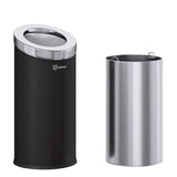 HLS Commercial® Beveled Open Top Trash Can, 15 gal, Stainless Steel, Black (HLMHLSC04G15B) Each