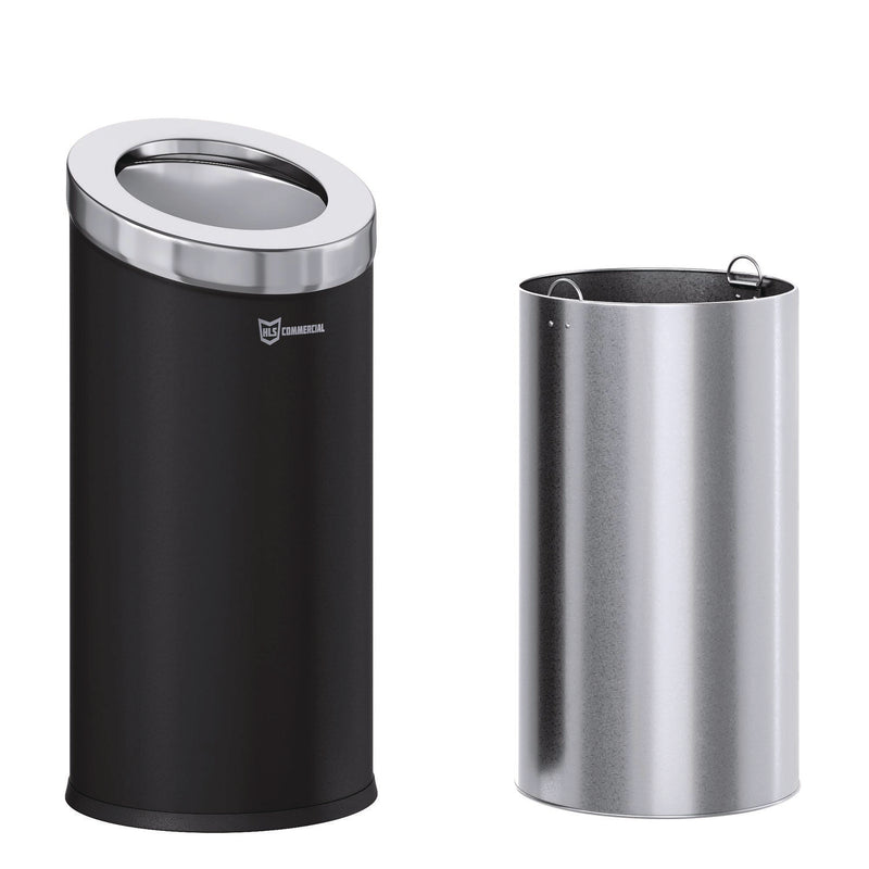 HLS Commercial® Beveled Open Top Trash Can, 15 gal, Stainless Steel, Black (HLMHLSC04G15B) Each