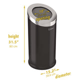 HLS Commercial® Beveled Open Top Trash Can, 15 gal, Stainless Steel, Black (HLMHLSC04G15B) Each