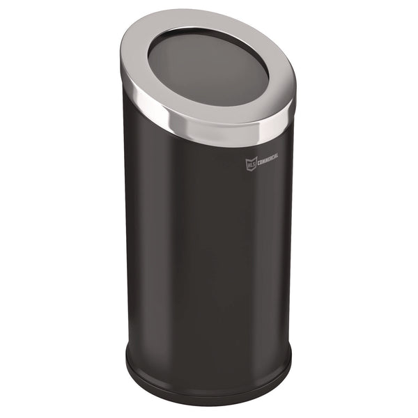 HLS Commercial® Beveled Open Top Trash Can, 15 gal, Stainless Steel, Black (HLMHLSC04G15B) Each