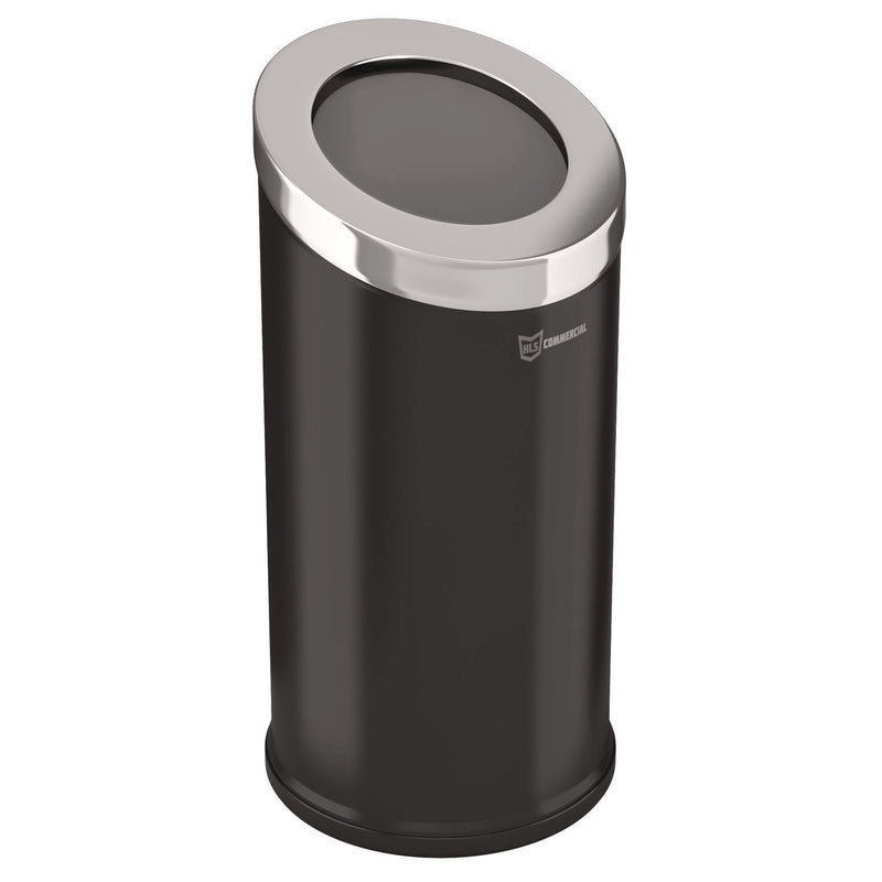 HLS Commercial® Beveled Open Top Trash Can, 15 gal, Stainless Steel, Black (HLMHLSC04G15B) Each