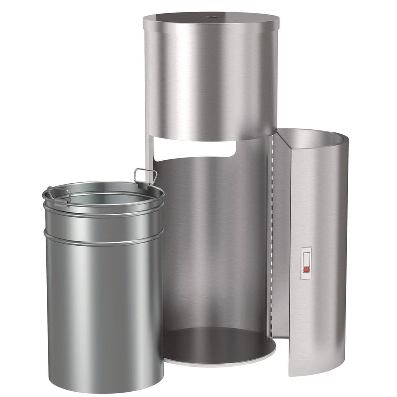 HLS Commercial® Side-Entry Trash Can with Gym Wipe Dispenser, 9 gal, Stainless Steel, Silver (HLMHLSC09WSR) Each