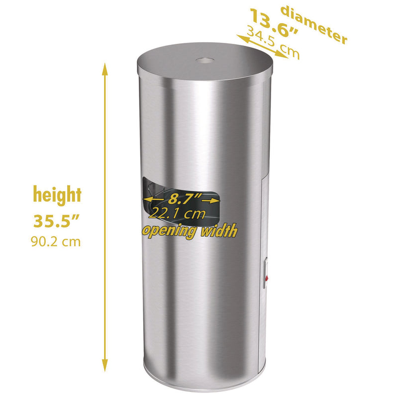 HLS Commercial® Side-Entry Trash Can with Gym Wipe Dispenser, 9 gal, Stainless Steel, Silver (HLMHLSC09WSR) Each