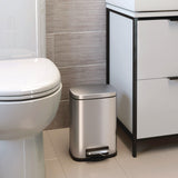 HLS Commercial® Step Pedal Trash Can, 1.3 gal, Plastic/Stainless Steel, Silver (HLMHLSS01R) Each