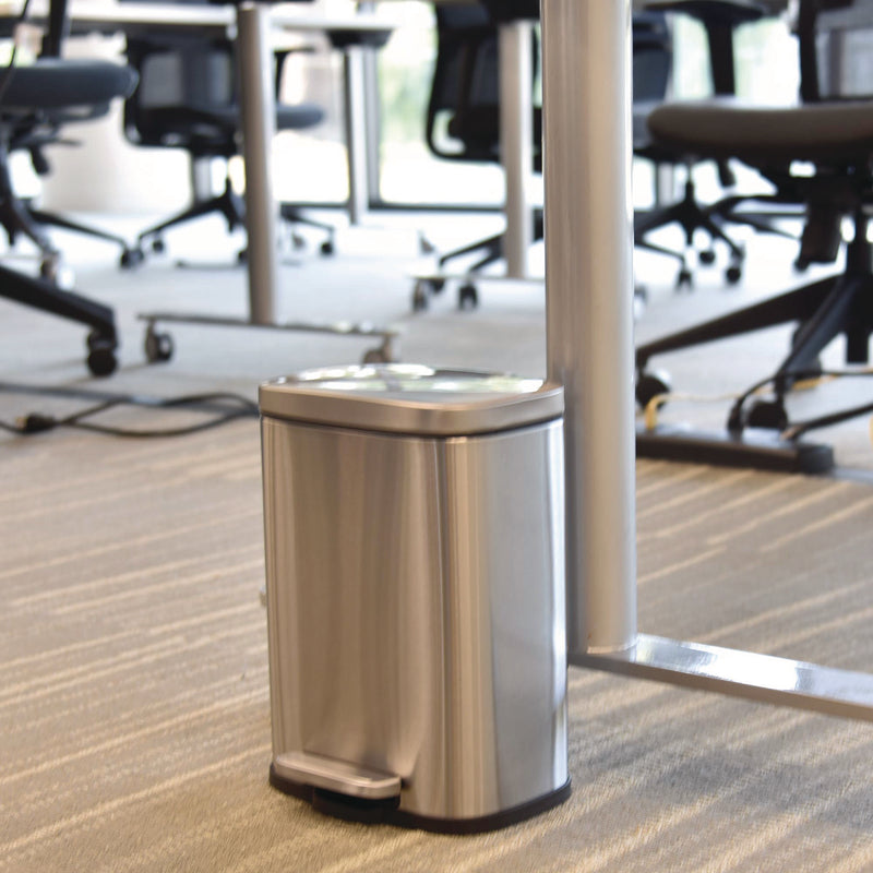 HLS Commercial® Step Pedal Trash Can, 1.3 gal, Plastic/Stainless Steel, Silver (HLMHLSS01R) Each