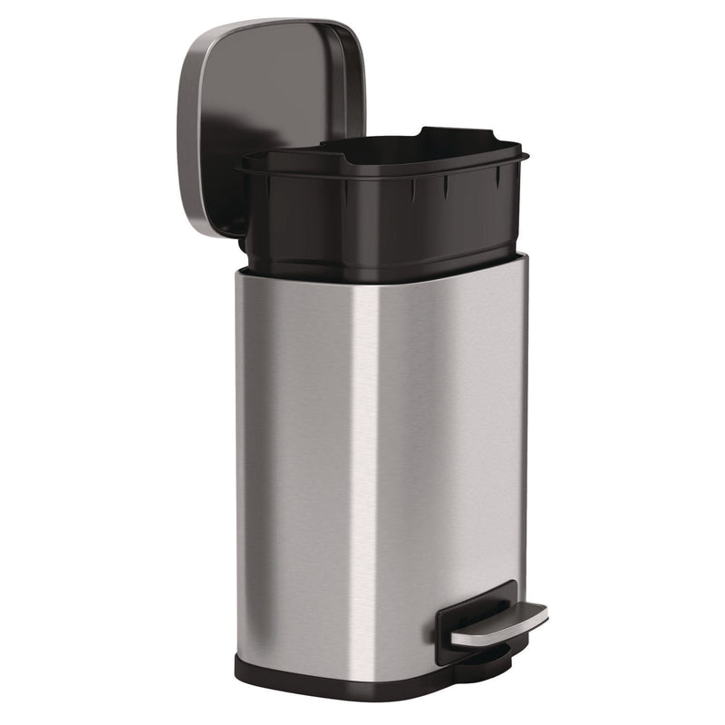 HLS Commercial® Step Pedal Trash Can, 1.3 gal, Plastic/Stainless Steel, Silver (HLMHLSS01R) Each