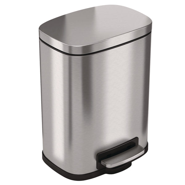 HLS Commercial® Step Pedal Trash Can, 1.3 gal, Plastic/Stainless Steel, Silver (HLMHLSS01R) Each