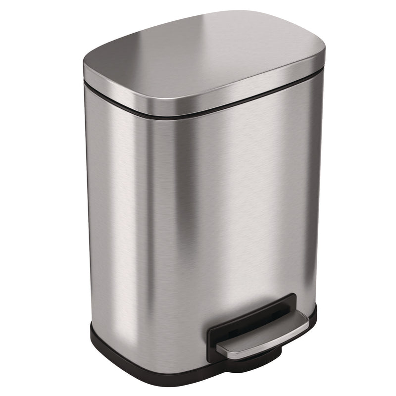 HLS Commercial® Step Pedal Trash Can, 1.3 gal, Plastic/Stainless Steel, Silver (HLMHLSS01R) Each