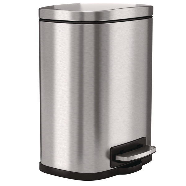 HLS Commercial® Fire-Resistant Step Pedal Trash Can, 1.3 gal, Plastic/Stainless Steel, Silver (HLMHLSS01RFR) Each