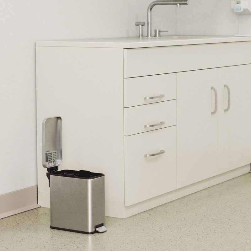HLS Commercial® Step Pedal Trash Can, 3 gal, Plastic/Stainless Steel, Silver (HLMHLSS03R) Each