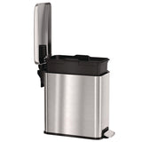 HLS Commercial® Step Pedal Trash Can, 3 gal, Plastic/Stainless Steel, Silver (HLMHLSS03R) Each