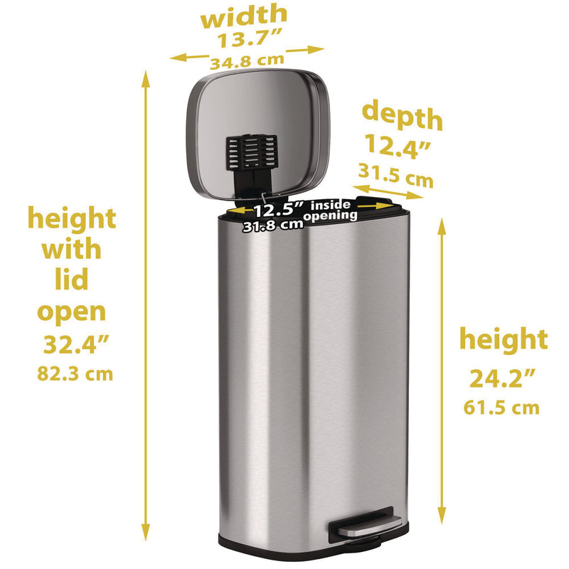 HLS Commercial® Step Pedal Trash Can, 8 gal, Plastic/Stainless Steel, Silver (HLMHLSS08R) Each