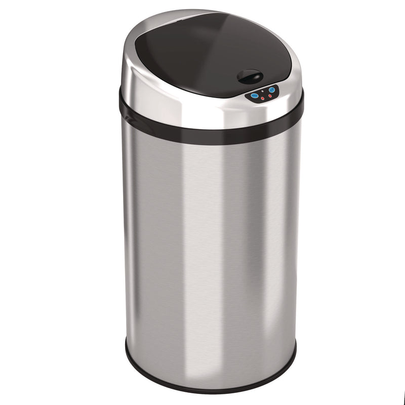 HLS Commercial® Sensor Trash Can, 8 gal, Plastic/Stainless Steel, Silver (HLMHLS08RCB) Each