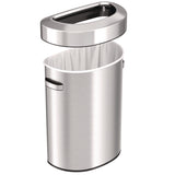 HLS Commercial® Open Top Trash Can, Half-Round, 18 gal, Plastic/Stainless Steel, Silver (HLMHLS18DOT) Each