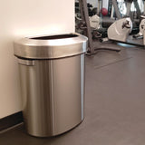 HLS Commercial® Open Top Trash Can, Half-Round, 18 gal, Plastic/Stainless Steel, Silver (HLMHLS18DOT) Each