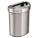 HLS Commercial® Open Top Trash Can, Half-Round, 18 gal, Plastic/Stainless Steel, Silver (HLMHLS18DOT) Each
