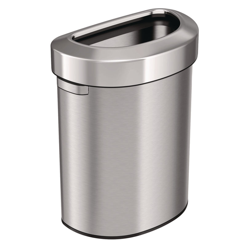 HLS Commercial® Open Top Trash Can, Half-Round, 18 gal, Plastic/Stainless Steel, Silver (HLMHLS18DOT) Each