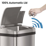 HLS Commercial® Rectangular Sensor Trash Can, 4 gal, Plastic/Stainless Steel, Silver (HLMHLS04SS) Each