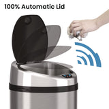 HLS Commercial® Sensor Trash Can, 8 gal, Plastic/Stainless Steel, Silver (HLMHLS08RCB) Each