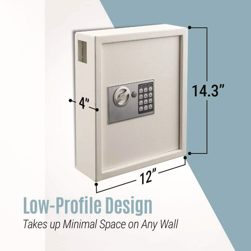 AdirOffice Steel Digital Lock Key Cabinet, 60-Key, 13 x 2.6 x 17, Stainless Steel 304, White (ALHI68060WHI) Each