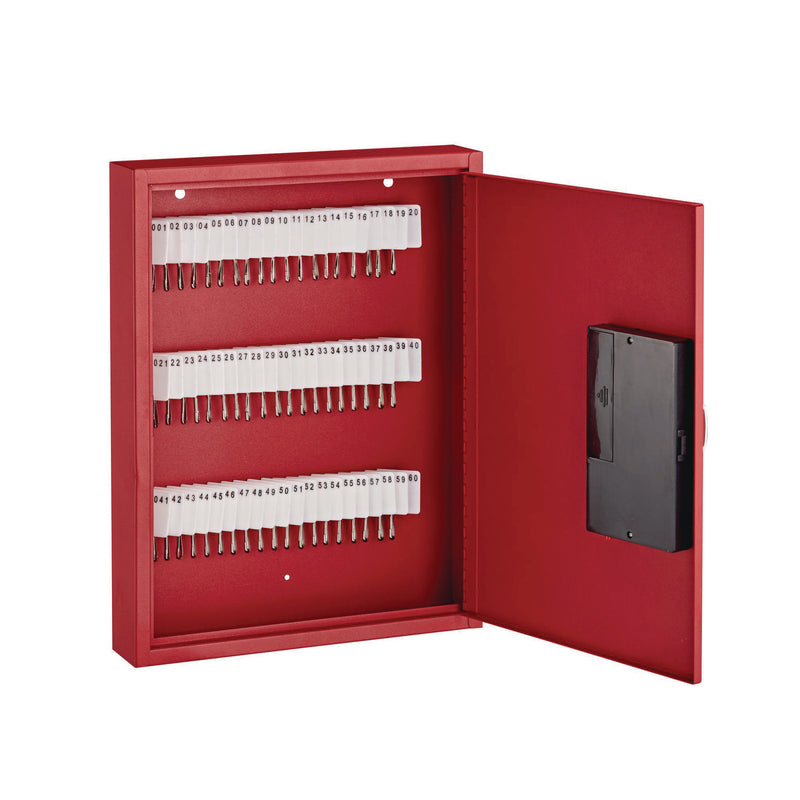 AdirOffice Steel Digital Lock Key Cabinet, 60-Key, 13 x 2.6 x 17, Stainless Steel 304, Red (ALHI68060RED) Each