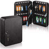 AdirOffice Steel Secure Key Cabinet with Key Lock, 48-Key, 7.1 x 3.1 x 10, Stainless Steel 304, Black (ALHI68148BLK) Each