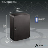 AdirOffice Steel Secure Key Cabinet with Key Lock, 48-Key, 7.1 x 3.1 x 10, Stainless Steel 304, Black (ALHI68148BLK) Each