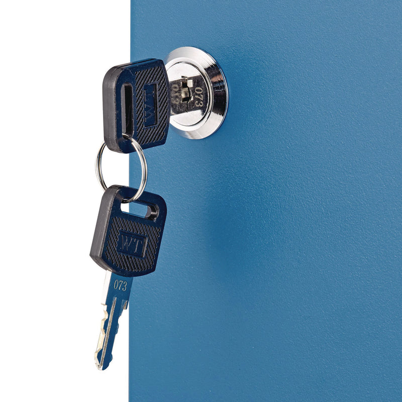 AdirOffice Steel Secure Key Cabinet with Key Lock, 48-Key, 7.1 x 3.1 x 10, Stainless Steel 304, Blue (ALHI68148BLU) Each