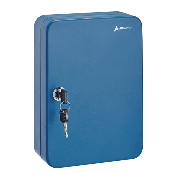 AdirOffice Steel Secure Key Cabinet with Key Lock, 48-Key, 7.1 x 3.1 x 10, Stainless Steel 304, Blue (ALHI68148BLU) Each