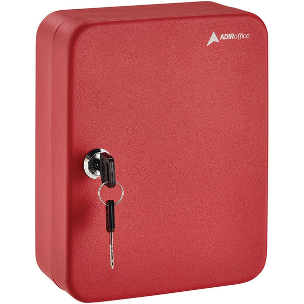 AdirOffice Steel Secure Key Cabinet with Key Lock, 48-Key, 7.1 x 3.1 x 10, Stainless Steel 304, Red (ALHI68148RED) Each