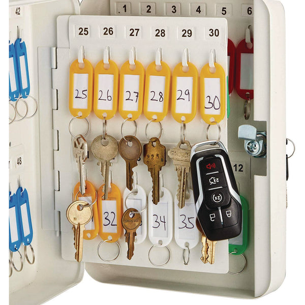 AdirOffice Steel Secure Key Cabinet with Key Lock, 48-Key, 7.1 x 3.1 x 10, Stainless Steel 304, White (ALHI68148WHI) Each