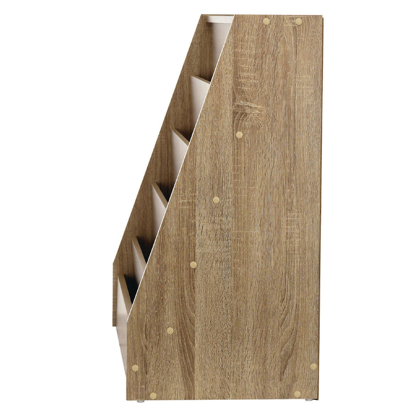 AdirKids Wood 5-Shelf Bookcase Literature Display Rack, 17.2 w x 4.88 d x 38.3 h, Medium Oak (ALHIKI20001MEO) Each
