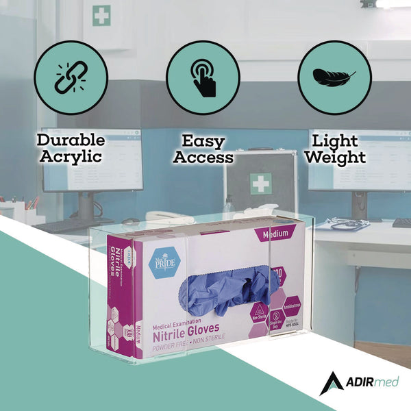 AdirMed Acrylic Glove Dispenser, Single Box Capacity, 10.2 x 3.5 x 5.3, Clear (ALHI90201) Each