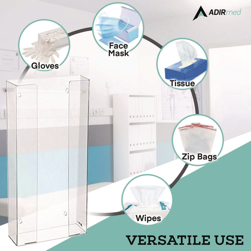 AdirMed Acrylic Glove Dispenser, Quad Box Capacity, 10.2 x 3.5 x 21.1, Clear (ALHI90204) Each