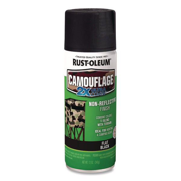 Rust-Oleum® Camouflage Spray Paint, Flat Black, 12 oz Aerosol Can, 6/Carton (RST279179CT) Case of 6