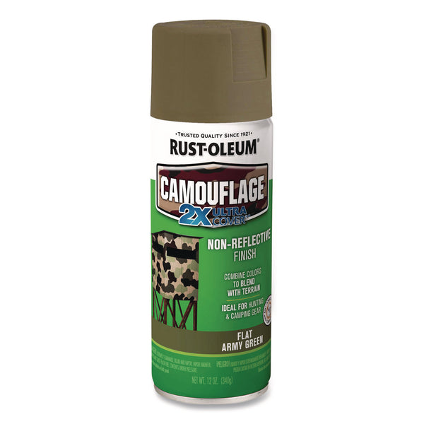 Rust-Oleum® Camouflage Spray Paint, Flat Army Green, 12 oz Aerosol Can (RST279176) Each