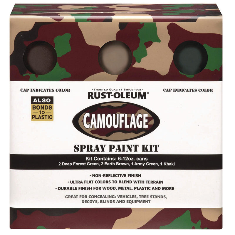 Rust-Oleum® Camouflage 2X Ultra Cover Assorted Spray Paint Kit, Assorted Colors, 12 oz Aerosol Can, 6/Carton (RST269038) Case of 6