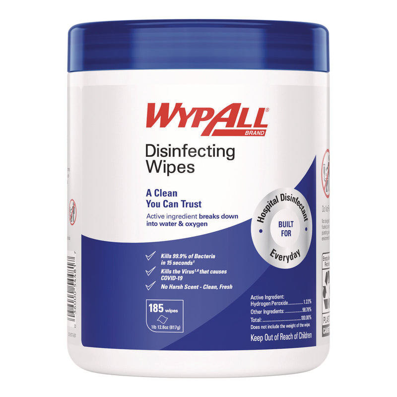 WypAll® Disinfecting Wipes, 1-Ply, 5.16 x 8.5, Fresh Scent, White, 185 Sheets/Canister, 3 Canisters/Carton (KCC54481) Case of 3