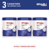 WypAll® Disinfecting Wipes, 1-Ply, 5.16 x 8.5, Fresh Scent, White, 185 Sheets/Canister, 3 Canisters/Carton (KCC54481) Case of 3