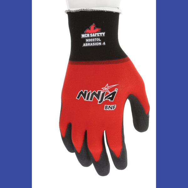 MCR™ Safety Ninja BNF N96970 Gloves, Medium, Black/Red, Dozen (CRWN96970M) 1 Dozen