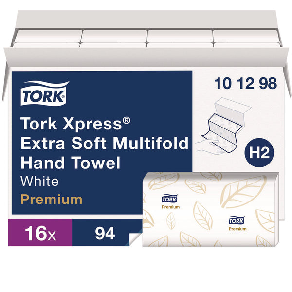 Tork® Xpress Extra Soft Multifold Towel, 2-Ply, 9.12 x 12.8, White, 94 Towels/Pack,16 Packs/Carton (TRK101298)