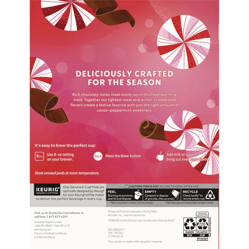 Starbucks® Peppermint Mocha K-Cup, 22/Box, 4/Carton (SBK12437832CT) Case of 4