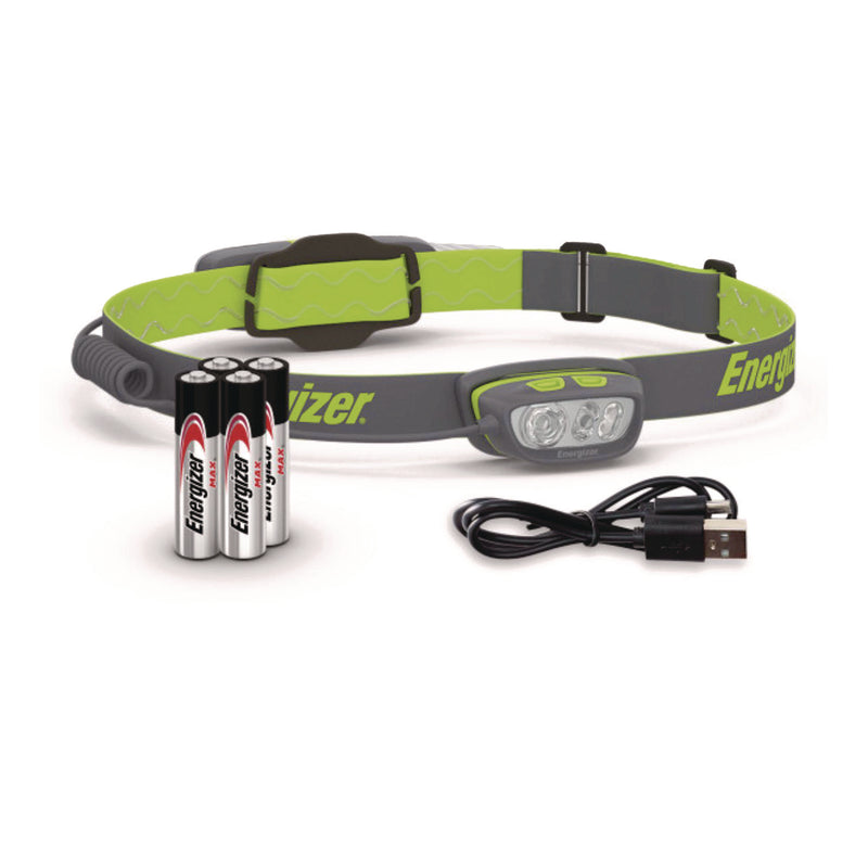 Energizer® Pro Series Multi-Color Hybrid Headlamp, Rechargeable Lithium Ion/4 AAA Batteries (Included), Gray/Green (EVEENY38A42P) Each