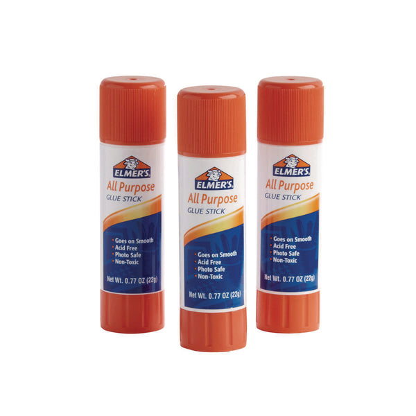 Elmer's® All Purpose Glue Stick, 0.77 oz, Dries Clear, 3/Pack (EPIE5022) Pack of 3