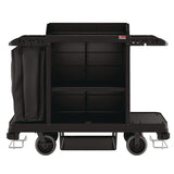 Suncast Commercial® Standard Housekeeping Cart, Plastic, 1 Shelf, 24" x 62.13" x 49.75", Black (SUAHKC1000) Each