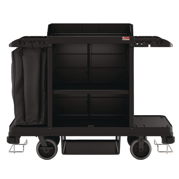 Suncast Commercial® Standard Housekeeping Cart, Plastic, 1 Shelf, 24" x 62.13" x 49.75", Black (SUAHKC1000) Each