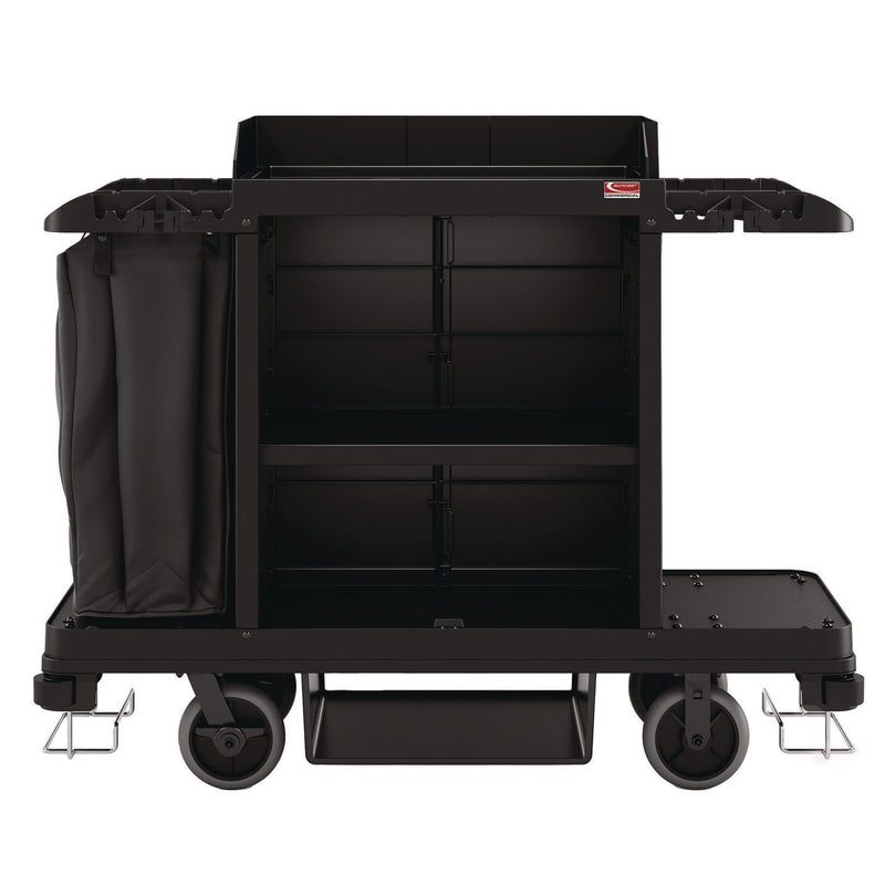 Suncast Commercial® Standard Housekeeping Cart, Plastic, 1 Shelf, 24" x 62.13" x 49.75", Black (SUAHKC1000) Each