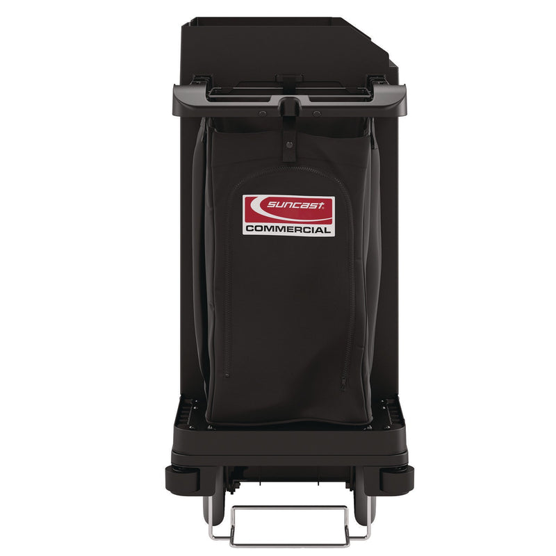 Suncast Commercial® Standard Housekeeping Cart, Plastic, 1 Shelf, 24" x 62.13" x 49.75", Black (SUAHKC1000) Each